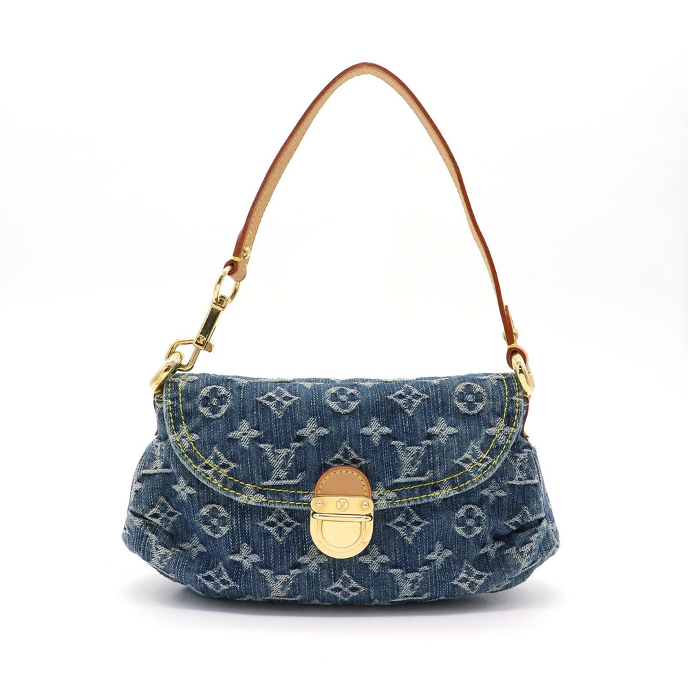 LOUIS VUITTON Monogram Denim Pleaty Handbag Blue